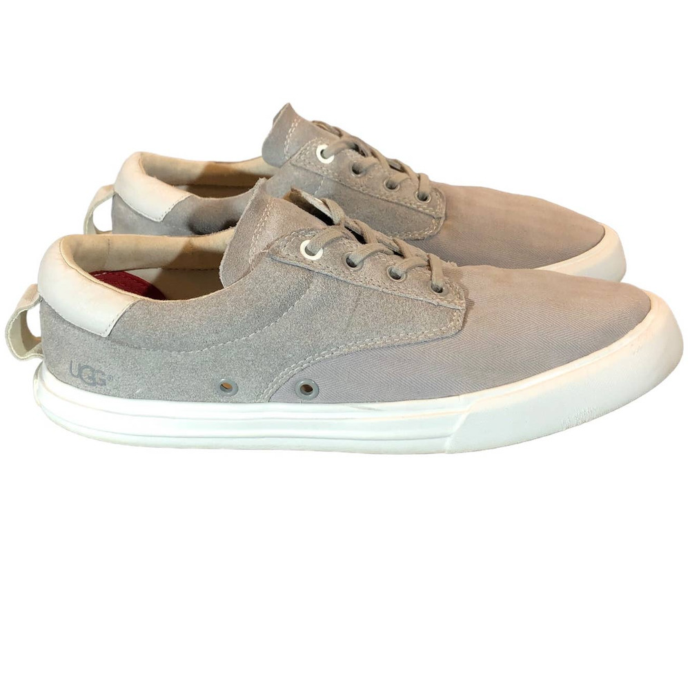 UGG Mens 8.5 Palm Desert‎ Trainer Sneakers Herringbone Twill Suede Leather Gray